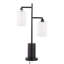 Lampe de table contemporaine en métal noir avec abat-jour blanc-646189984