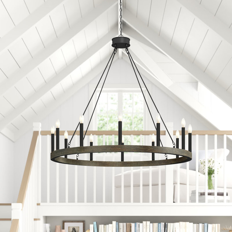 Madalyn 12-Light Chandelier, Noyer californien / noir classique