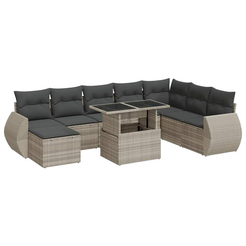  Ensemble de canapé de jardin modulaire PE rotin gris clair