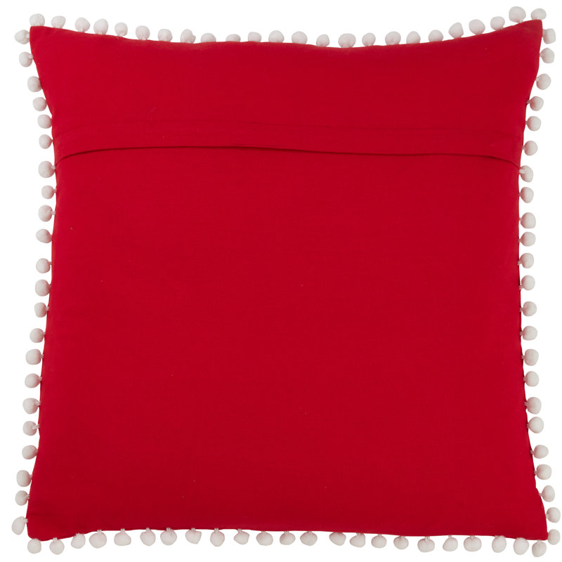 Red Cotton Sugar Skull Pillow Cover with Tassels