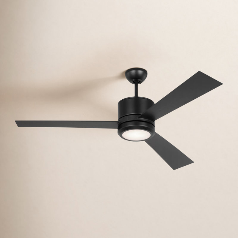 Ventilateur de plafond standard à DEL Tulsi avec télécommande et ensemble d'éclairage inclus, 52, Nuit noire