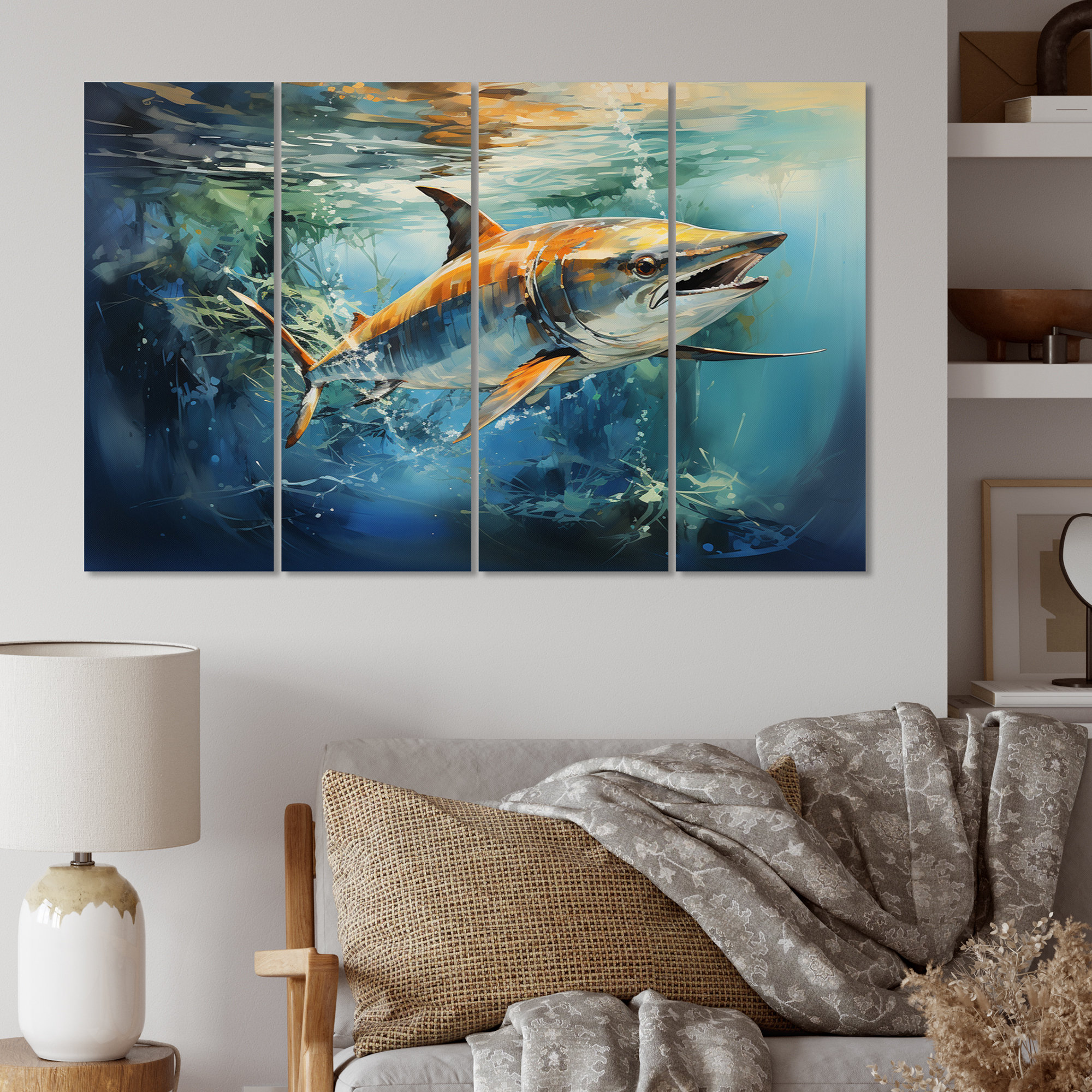 DesignArt Fishing Majestic Marlins IV - Animals Metal Wall Decor Set