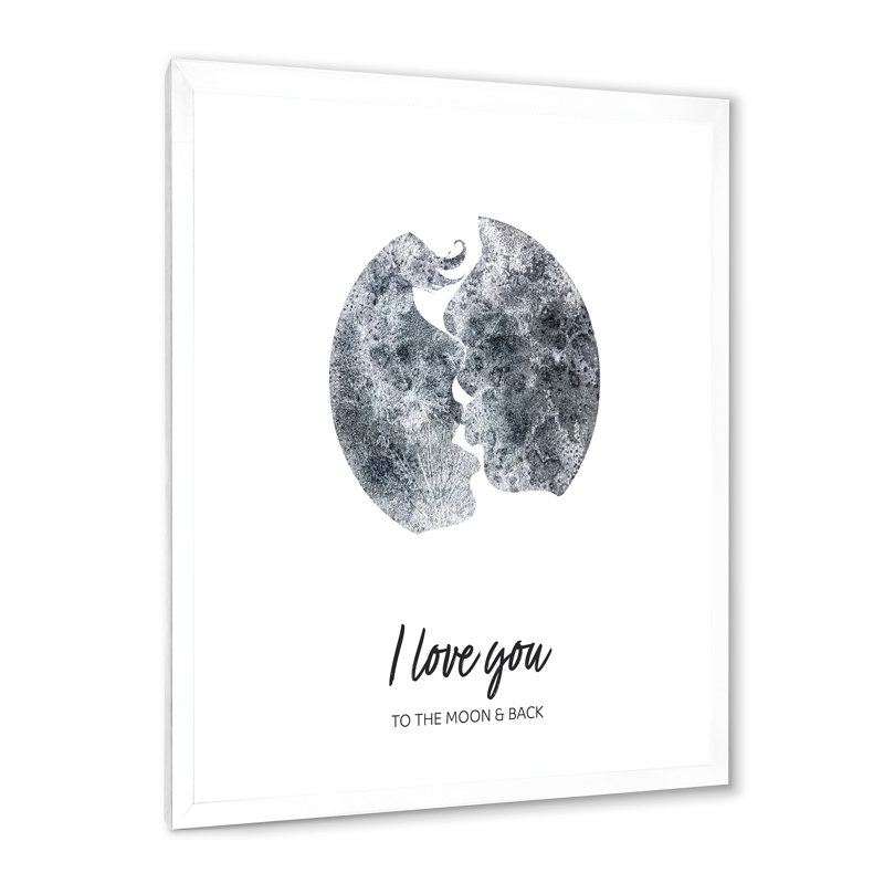 «Romantic Moon Kiss Of Two Lovers», impression sur toile, H 32 po x l 16 po x P 1 po, Cadre photo blanc