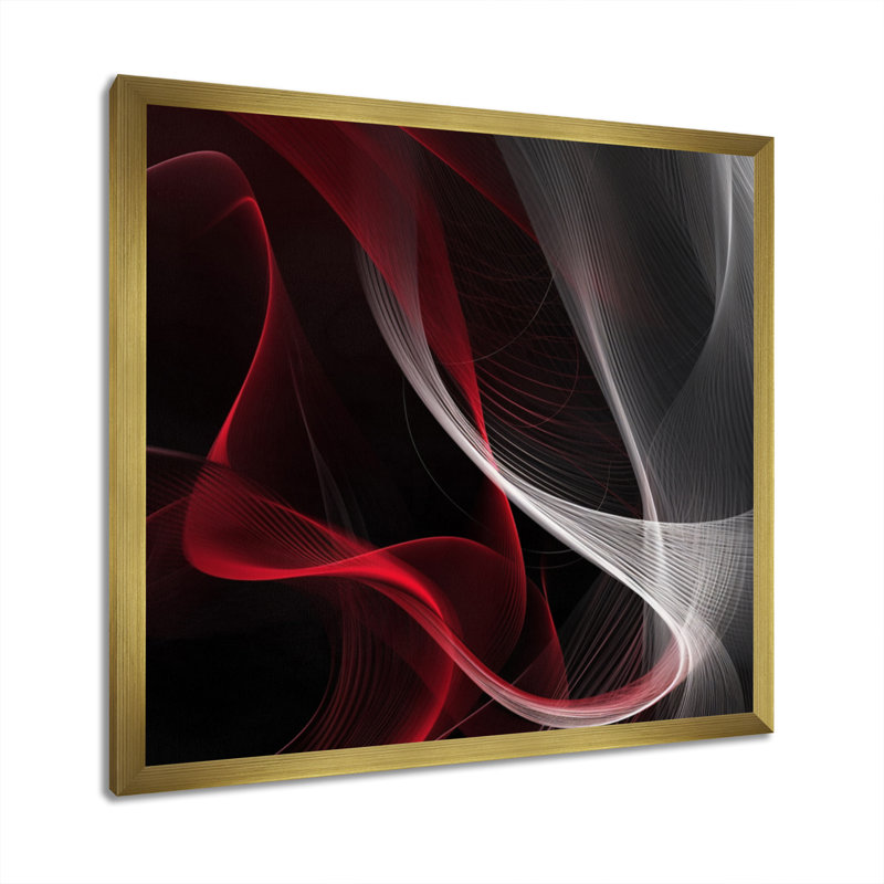Abstraction contemplative rouge-noire I - impression, H 16 po x l 16 po x P 1 po, Encadrement doré