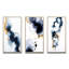 Momentary Spirit Abstract Deep Blue Ink I - Abstract Painting Art Set Of 3 Pieces-299835277-299835279