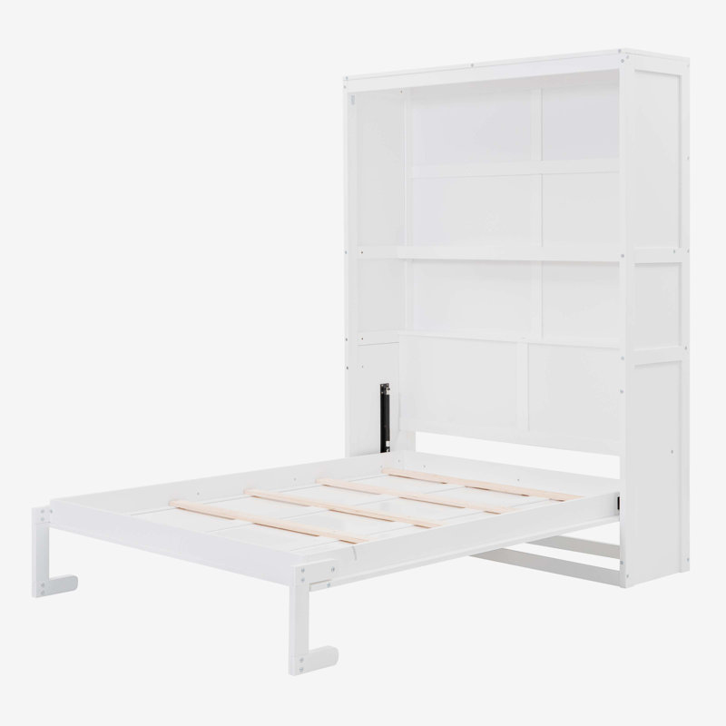 Murphy Bed Wall Bed With Shelves, Full, White