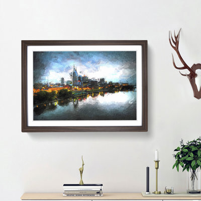 Nashville Tennessee Skyline at Night - Framed Print