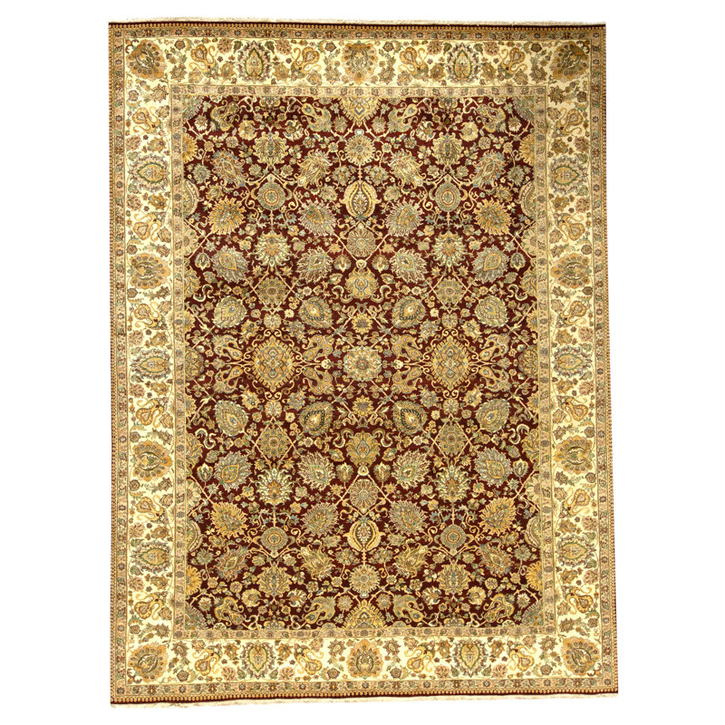 High-Quality Hand-Knotted Red And Cream Area Rug