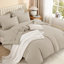 Ensemble de literie 7 pièces pour lit Queen beige - Couette, draps, taies d'oreiller et housses de coussins - Ensemble de literie moelleux et uni-124612820-124612828