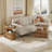 C-Shaped End Table with 2-Tier Storage, Rustic Brown Sofa Side Table