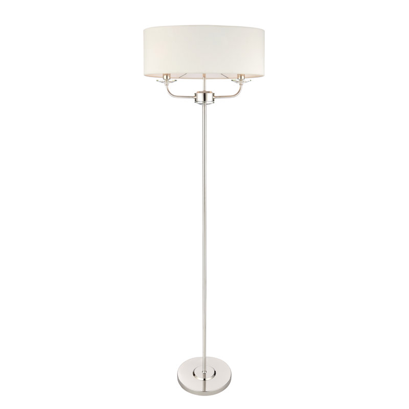 Basilia 157cm Traditional Floor Lamp, Bright Nickel Plate