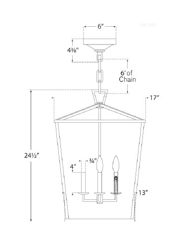 Chapman & Myers Darlana Lantern, Polished Nickel, 24.5" H x 17" W x 17" D