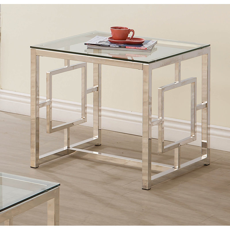 Beaufain Square Tempered Glass Top End Table