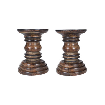 2 Piece Solid Wood Pillar Set