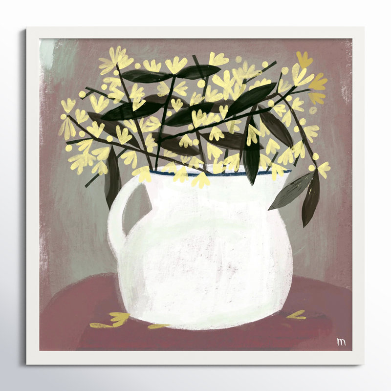 Juliane Calycanthus - Peinture sur papier, H 36 po x l 36 po x P 1,25 po, Blanc