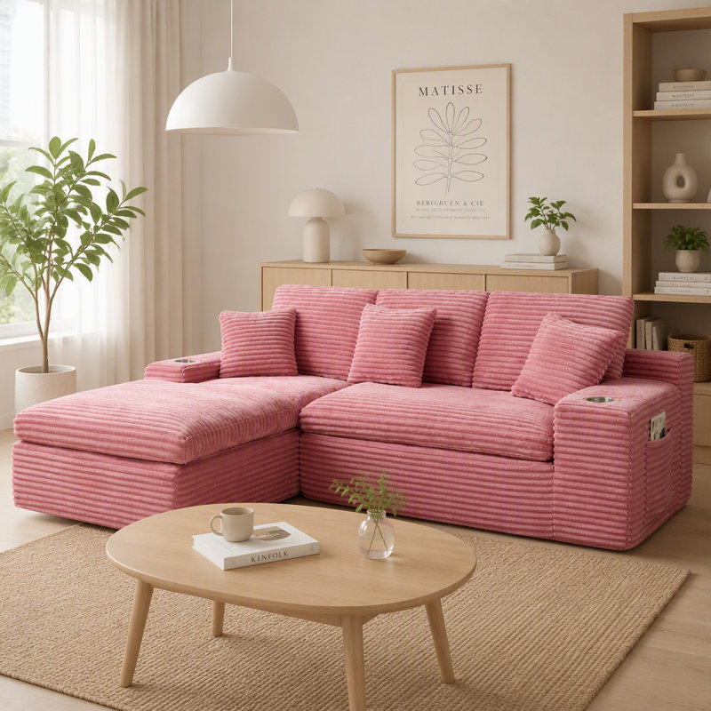Upholstered 98.4 " Fabric Sofa & Chaise
