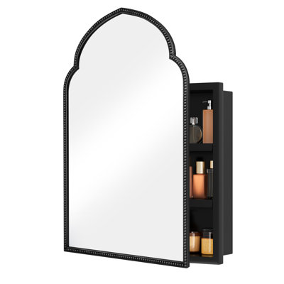 Arched Beaded Frame Bathroom Mirror Cabinet