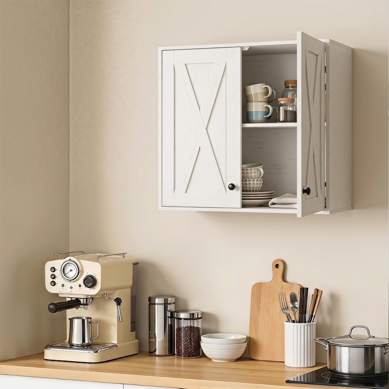Armoire de salle de bain murale avec tablette, armoire à pharmacie, blanc, H 23,6 po x l 23,6 po x P 11,8 po, Mélamine