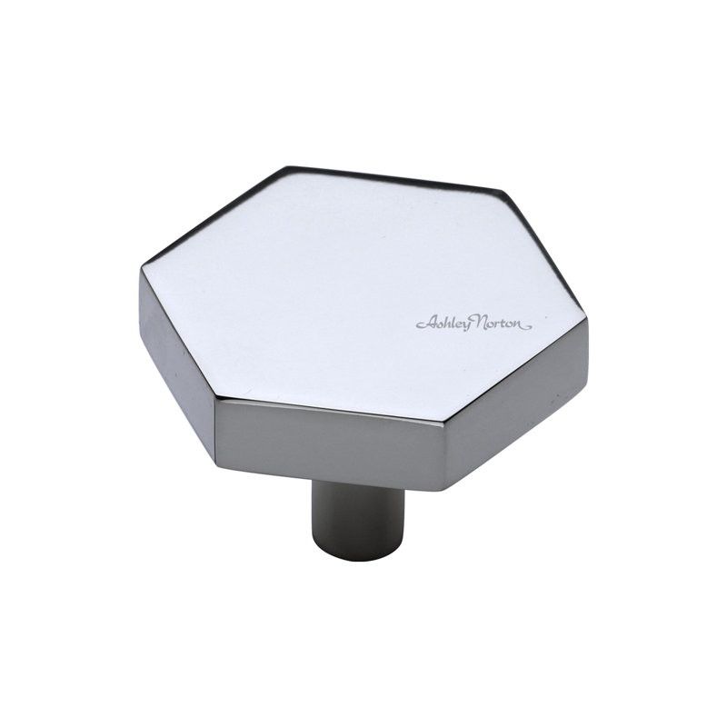 Hex 1 3/8" Length Geometric Knob, Polished Chrome, 1 3/4"