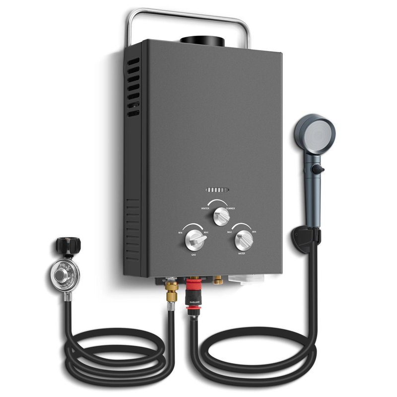 Chauffe-eau portatif sans réservoir au propane noir 6L 1,58 GPM, Black