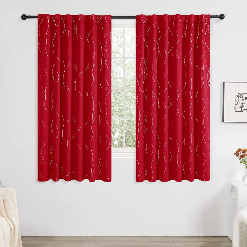Deenie Room Darkening Curtain Pair, 52'' W x 45'' L, Red