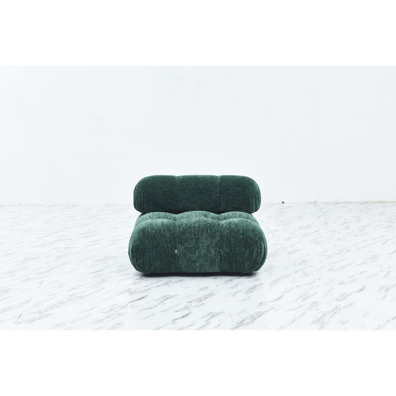 Green Geometric Metal Frame Upholstered Slipper Chair