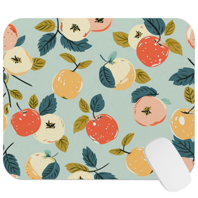 Food and Kitchen Apples Pattern VIII Fruits Apple Modern Gaming Cute Office Laptop Desk Pad Gift Mat Square Rectangle Non-Slip Mousepad
