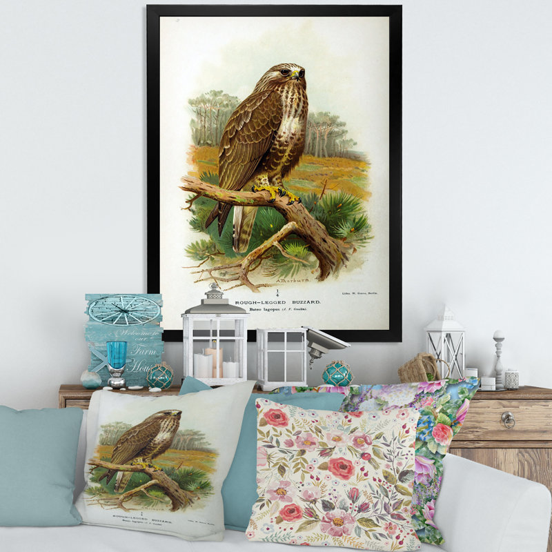 Vie d'oiseau rétro - peinture sur toile, H 40 po x l 30 po x 1,5 po, Cadre photo noir