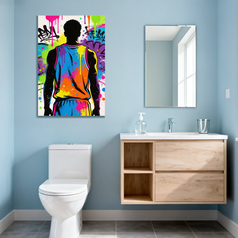 Abstrait, graffiti coloré, impression de silhouette, H 24 po x l 16 po