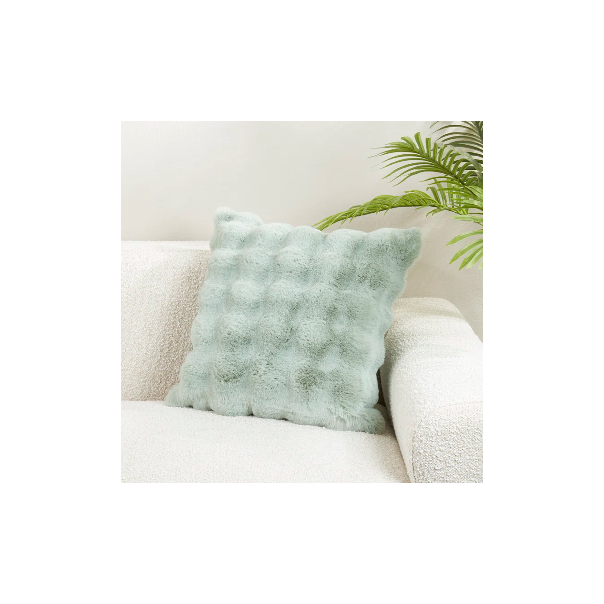 Cozy Bubble Faux Fur Pillow Cover, Mint, Square 20", No Insert