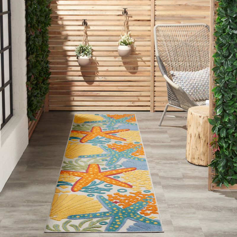 Tapis intérieur / extérieur tissé à la machine avec envers antidérapant A Advik, Tapis de couloir 2 pi 3 po x 8 pi