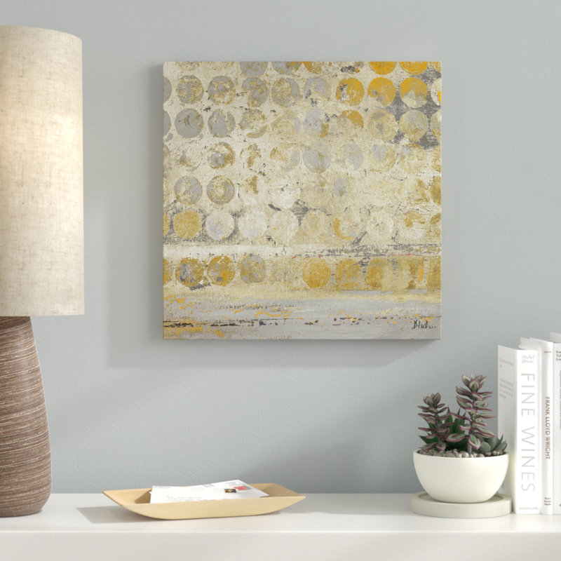 «Dots on Gold», reproduction de peinture acrylique, H 18 po x l 18 po x P 1 po, Toile tendue