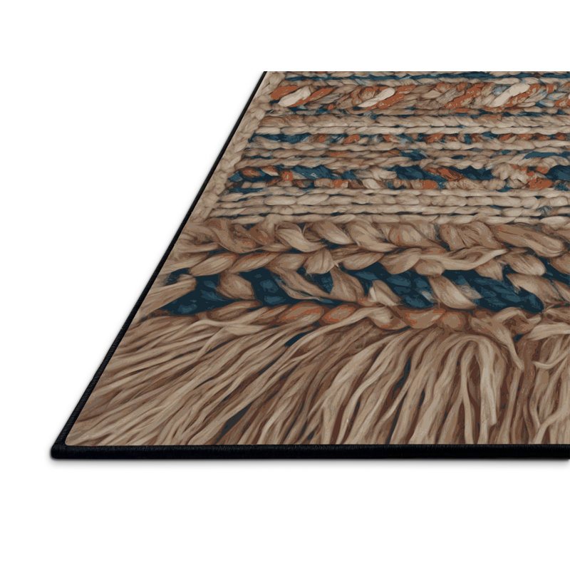 Tapis brun soyeux et moelleux, Rond 3 pi