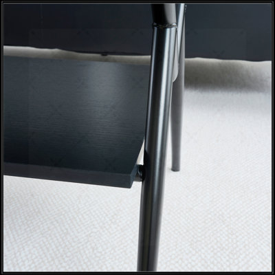 Rectangle Coffee Table With Tempered Glass Top And Black MDF Shelf