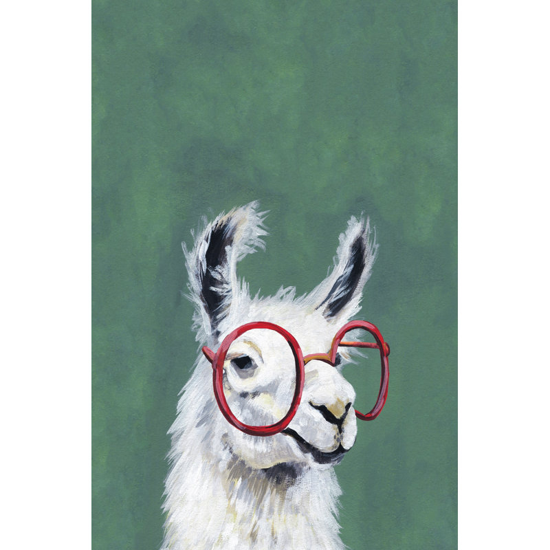 «Red Llama Glasses» par Marmont Hill - peinture sur toile tendue, H 45 po x l 30 po x P 1,5 po
