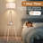 64in Wood Tetrapod Floor Lamp Dimmable With Shelves, Remote Control, Mid Century Standing Lamp For Bedroom