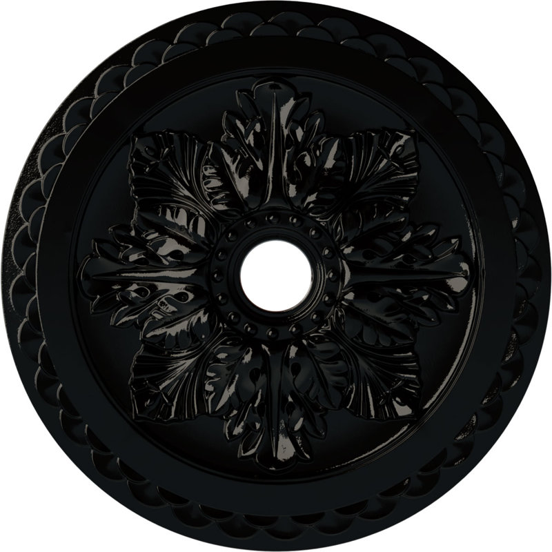 Médaillon de plafond de luxe de 23 5/8 po x 3 po x P 2 po (convient aux auvents jusqu'à 4 po), Perle noire