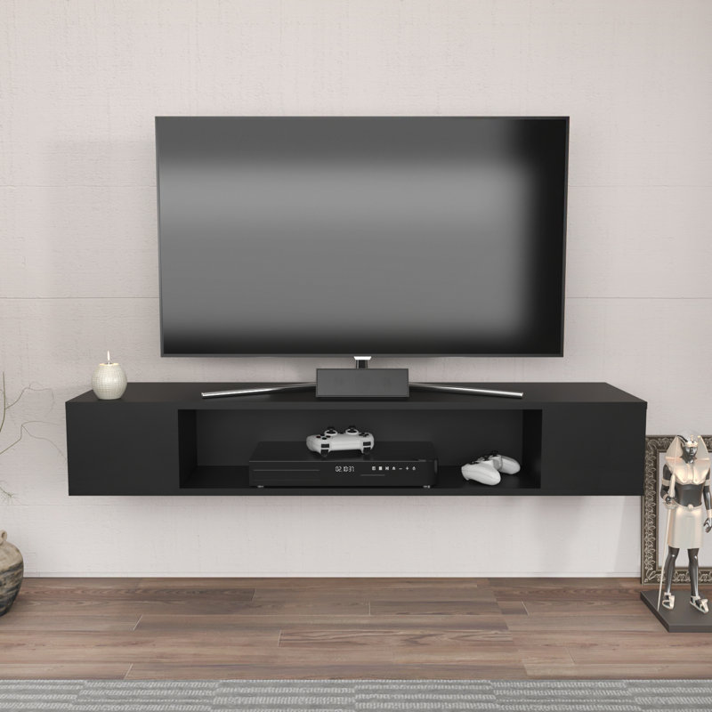 Meuble télé flottant pour téléviseur de 70 po ou moins Abbie-Jane, Noir