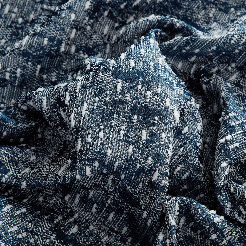Nazmul Jacquard Slub Texture Semi-Sheer Curtain Panel, 37" W x 84" L, Navy