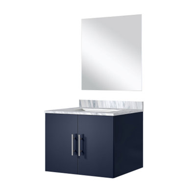 Meuble-lavabo simple.  Comptoir et miroir en marbre de culture