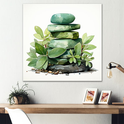 «Green Tranquil Sage Spiritual Stones II», art mural en pierre pierre spirituelle