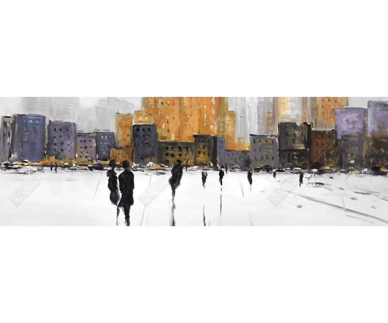 Silhouettes marchant sur toile | Art mural de chambre à coucher | City Decor