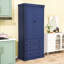 Armoire de cuisine autoportante avec tablettes réglables, 8 supports de porte et 3 tiroirs de rangement