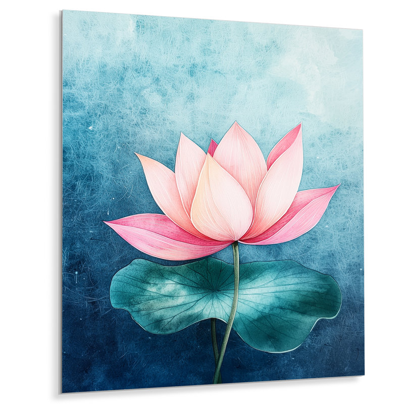 Harmonie de lotus rose dans l'étang II, H 20 po x l 12 po x P 0,84 po