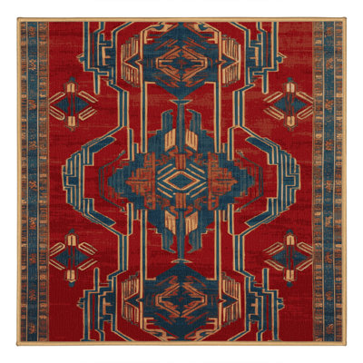 Machine Washable Art Deco Brown Area Rug
