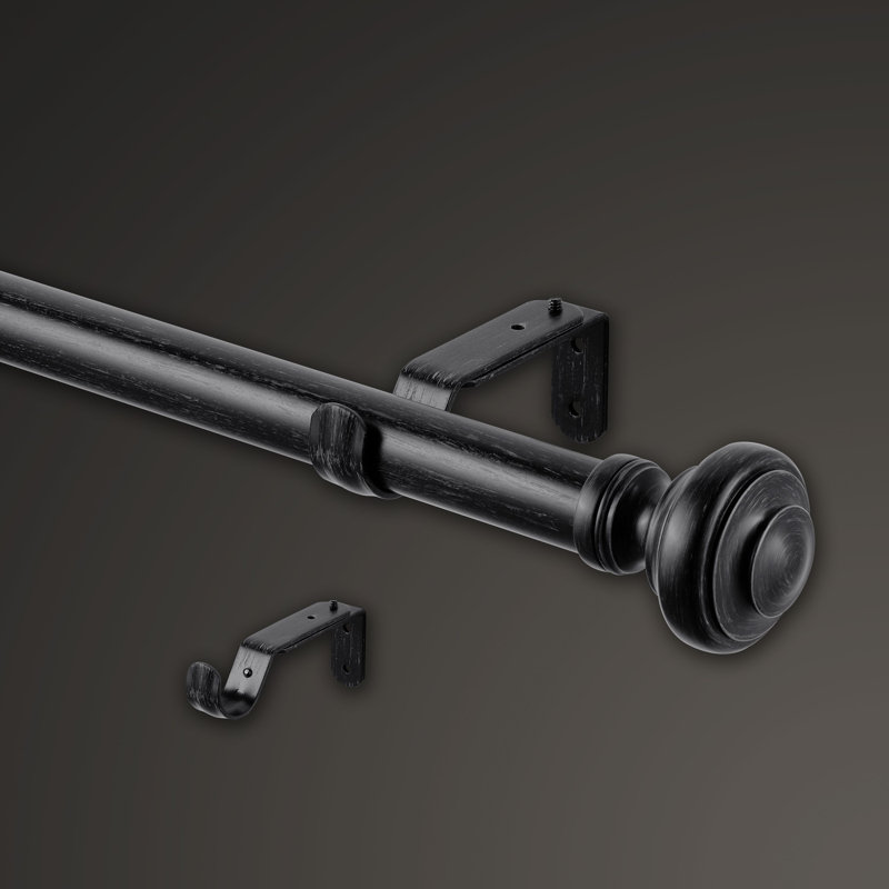 Black Steel Farmhouse Curtain Rod with Doorknob Finials
