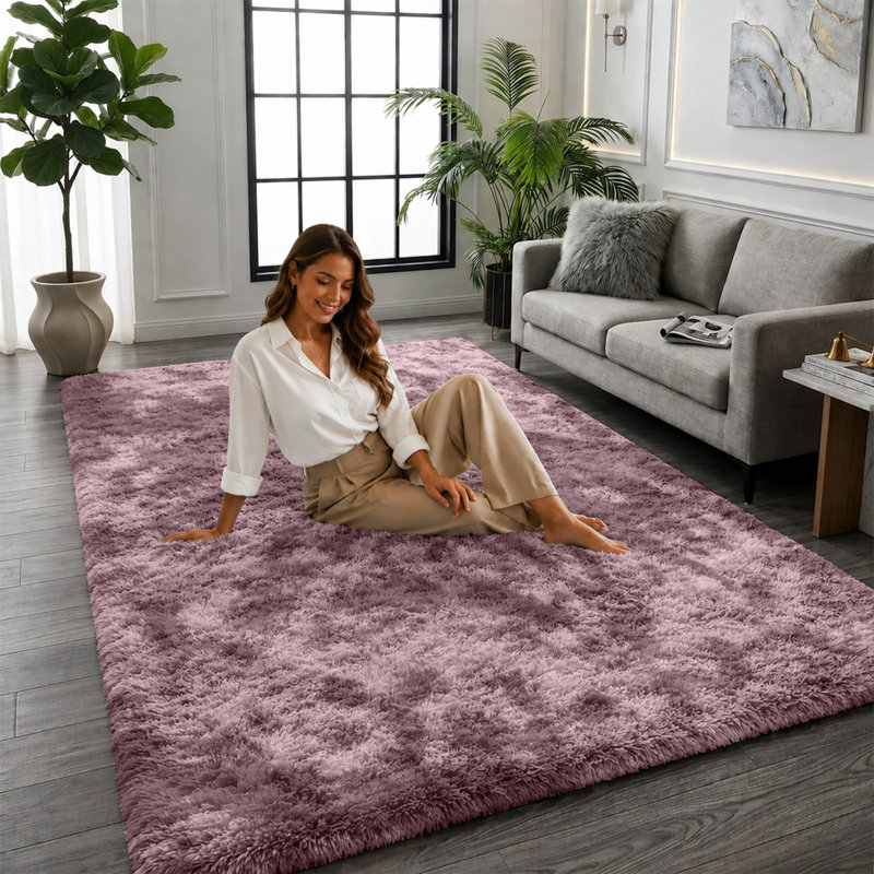 Solid Colour Machine Tufted Shag Area Rug, Rectangle 50 x 80 cm