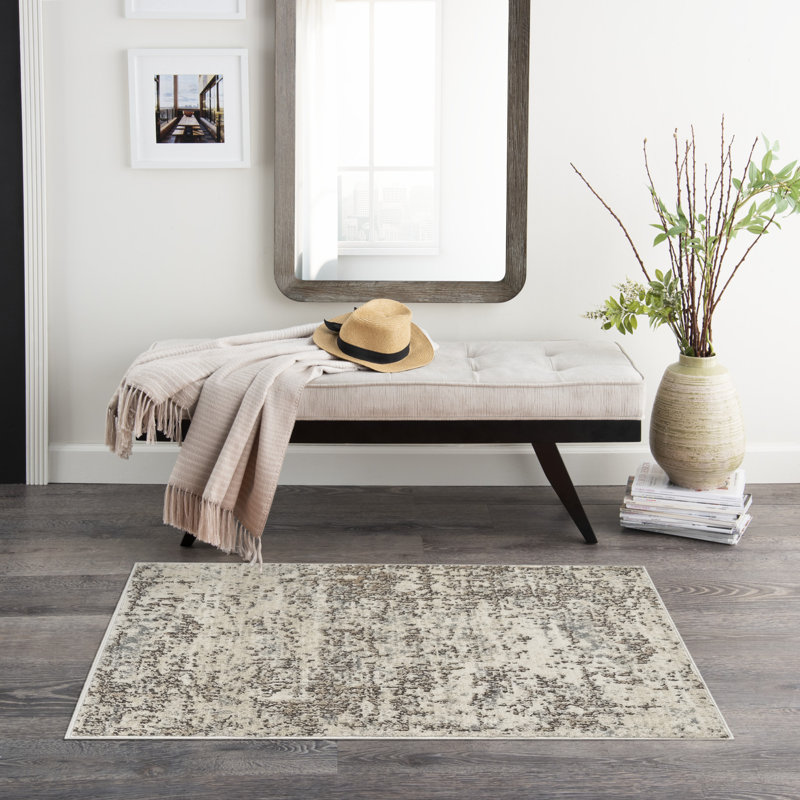 Tapis moderne ivoire beige Graelyn 7 pi 10 po x 9 pi 10 po, Rectangle 2 pi 2 po x 3 pi 9 po
