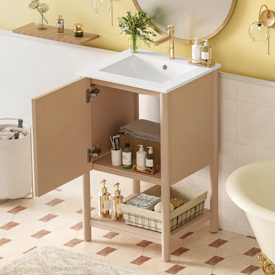 20 - Inch Freestanding Single Bathroom Vanity Set With Ceramic Sink And Soft - Closing Door, Featuring French Style For Elegant Bathroom Decor