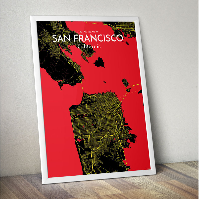 San Francisco City Map - No Frame Print, 50.8cm H x 40.6cm W x 0.13cm D